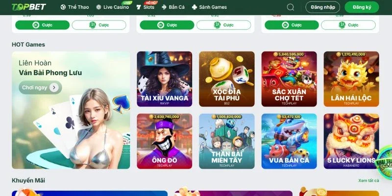 Khám phá kho game đa dạng tại TOPBET